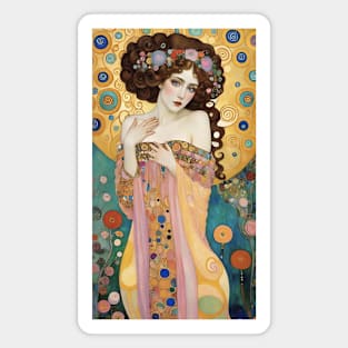 Gustav Klimt's Golden Aura: Inspired Woman in Ethereal Beauty Magnet